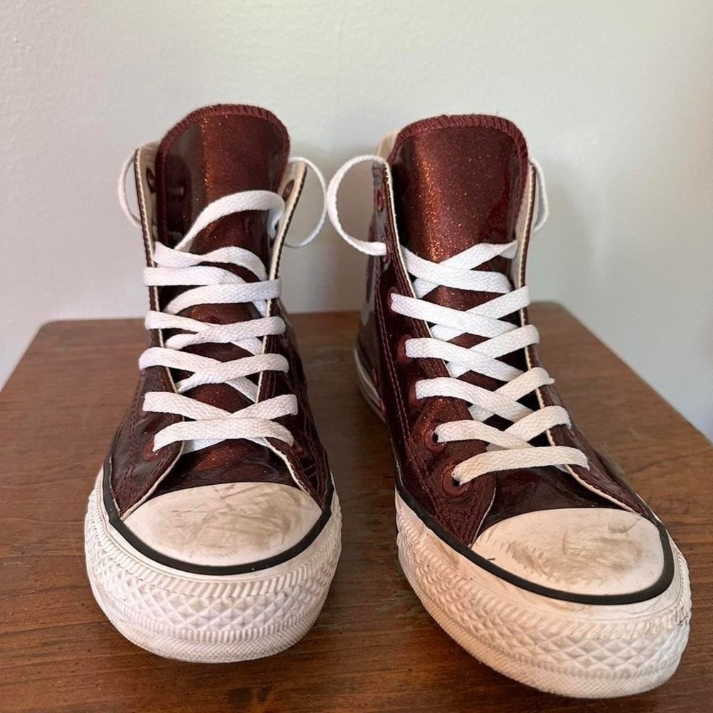 Women's Maroon Sparkly High-Top‎ Converse